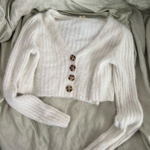Tillys fuzzy soft cropped cardigan top